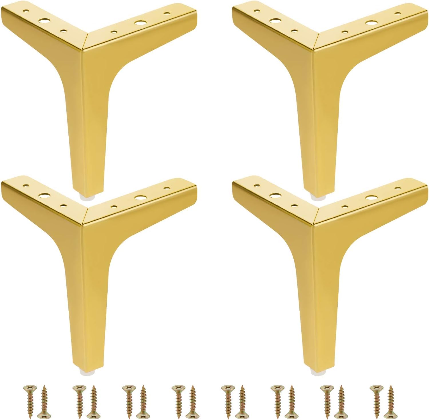 6" / 15cm Gold Furniture Legs, 4 Modern Metal Triangle Furniture Feet DIY Replacement for Cabinet Cupboard Sofa Couch Chair Ottoman