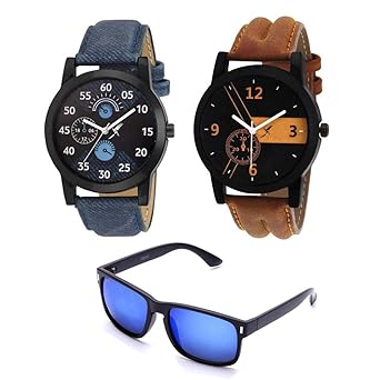 Fancy Set of Two Combo Watch with Sunglass,Wayfarer - for Boys & Girls