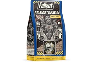 Bones Coffee Company Fallout Valiant Vanilla Flavored Coffee Beans, Medium Roast Ground Coffee Low Acid, Vanilla Wafer Flavor (12 oz)