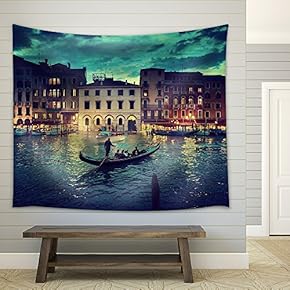 Grand Canal in Sunset Time, Venice, Italy - Fabric Wall Tapestry Home Decor - 51x60 inches