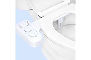 LIVINGbasics Bidet Toilet Attachment with Hot and Cold Water Temperature Control, Self-Cleaning Dual Stainless Steel Nozzles,