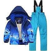 AIMISYOU Kids Ski Jacket & Pants Set Winter Snowboarding Rain Coats Girls Boys Snow Suits