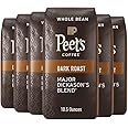 Peet's Coffee, Dark Roast Whole Bean Coffee - Major Dickason's Blend 63 Ounces (6 Bags of 10.5 Ounces)