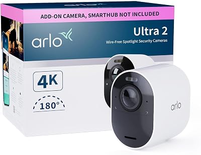 Arlo Ultra 2 Security Camera Outdoor 4K Add-on Wireless CCTV 6-Month Battery