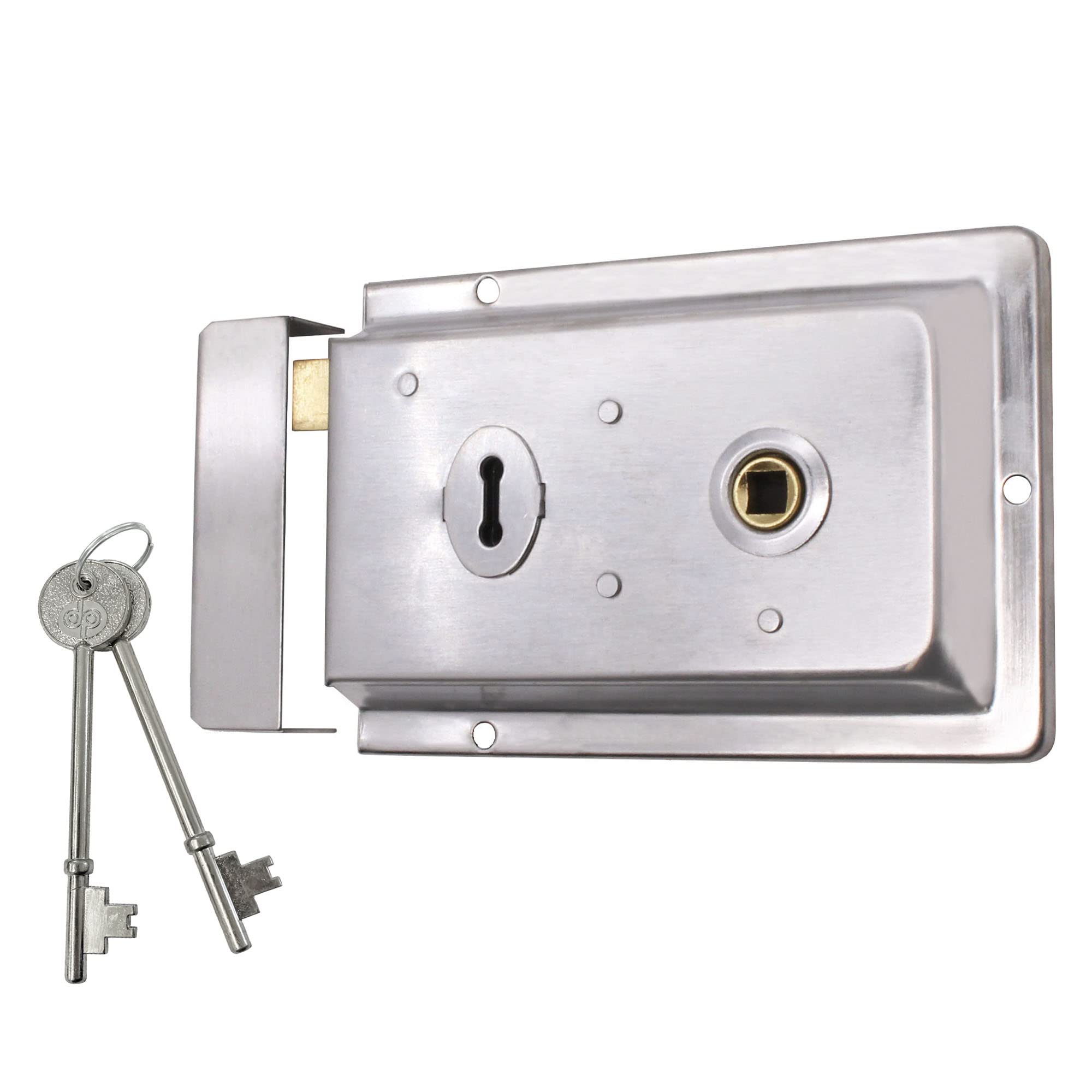 Traditional Rim Sashlock Satin Chrome Surface Mounted Lock 156 x 106mm