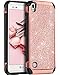 BENTOBEN Compatible with LG Tribute HD Case, LG X Style Case, LG Volt 3 Case,Slim Hybrid Soft Rubber Hard Cover Sparkly PU Leather Protective Case for LG Tribute HD/X Style/Volt 3/LS676,Rose Gold