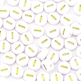 Sunrica 300Pcs Vowel Letter Beads I 4X7mm Individual Gold Alphabet Beads for Friendship Bracelets Making