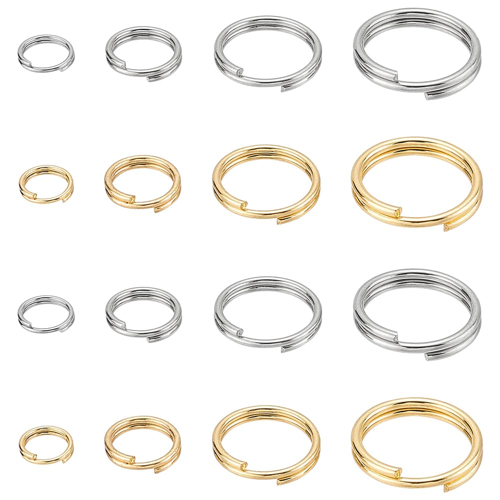 SUNNYCLUE 1 Box 240pcs Double Loop Jump Rings 5/7/10/12mm Metal Split Rings 304 Stainless Steel Open Jump Ring Split Jump Rings Linking Ring for Jewellery Making Accessories DIY Earrings Bracelet