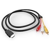 SNLLMZI Passive HDMI to RCA Cable 5ft for TV DVD | Passive cable only, No signal conversion, Check TV compatibility first, 5ft RCA to TV/DVD, Works with coding-decoding devices