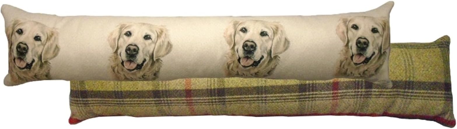 EVANS LICHFIELD REVERSIBLE GOLDEN RETRIEVER DOG TARTAN CHECK DRAUGHT GUARD STOPPER EXCLUDER 90 X 20CM