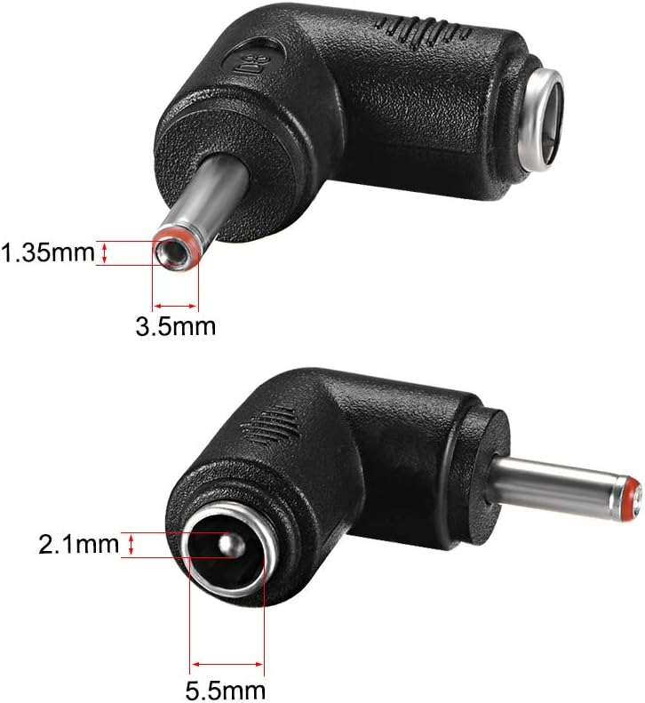 sourcing map 3Pcs DC Power Connector Adapter 90 Degree Angle 5.5mm x 2.1mm Female Jack to 3.5mm x 1.35mm Male Plug Coupler Converter for Laptop CCTV Camera strip lighting - Image 3