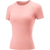 LOMON Womens Workout Tops Short Sleeve Raglan Athletic Shirts Yoga Gym Crewneck Quick Dry Tshirts