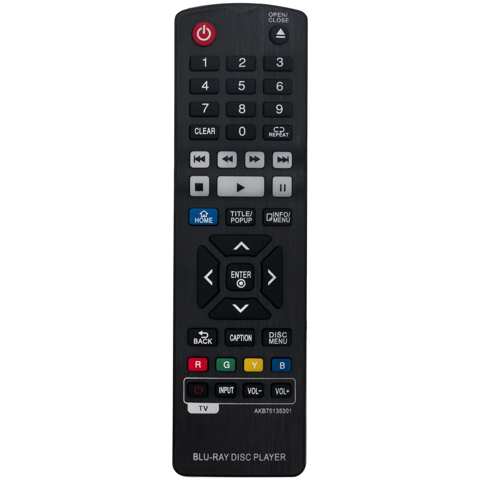 VINABTY AKB75135301 Replacement Remote Control Compatible with LG Blu-ray Disc Player UBKM9 UP970 UBK90 BP550 BPM55 BPM33 BP330 BP430 BP530 BPM54 BP540 BP630 BP330N BP430N BP440 BP440K BP540N BP550N