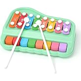 Oprala 2 in 1 Baby Piano Xylophone for Toddlers 1-3 Years Old, 8 Multicolored Key Keyboard Baby Xylophone Piano, Preschool Educational Musical Learning Instruments Toy for Baby Kids Girls Boys