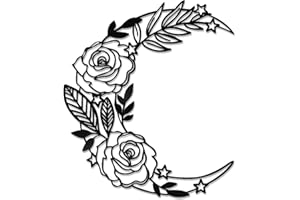 EZ4ENCE Moon Decoration Wall Art Boho Moon Wall Home Decor Hanging Appearance Wall Decor Metal Wall Hanging Moon Decor Flower Wall Art for Bedroom Living Room Home Wall,Black(medium)