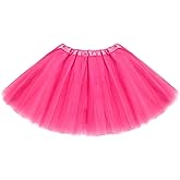 ASKHOPE Hot Pink Tutu for Toddler Girls 4-12 yrs 3 Layer Kids Tutu Skirts Tulle Ballet Tutus Dress Up for Party Halloween Costume