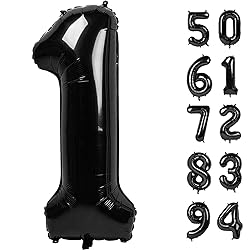 Black Number 1 Balloon for First Birthday 40