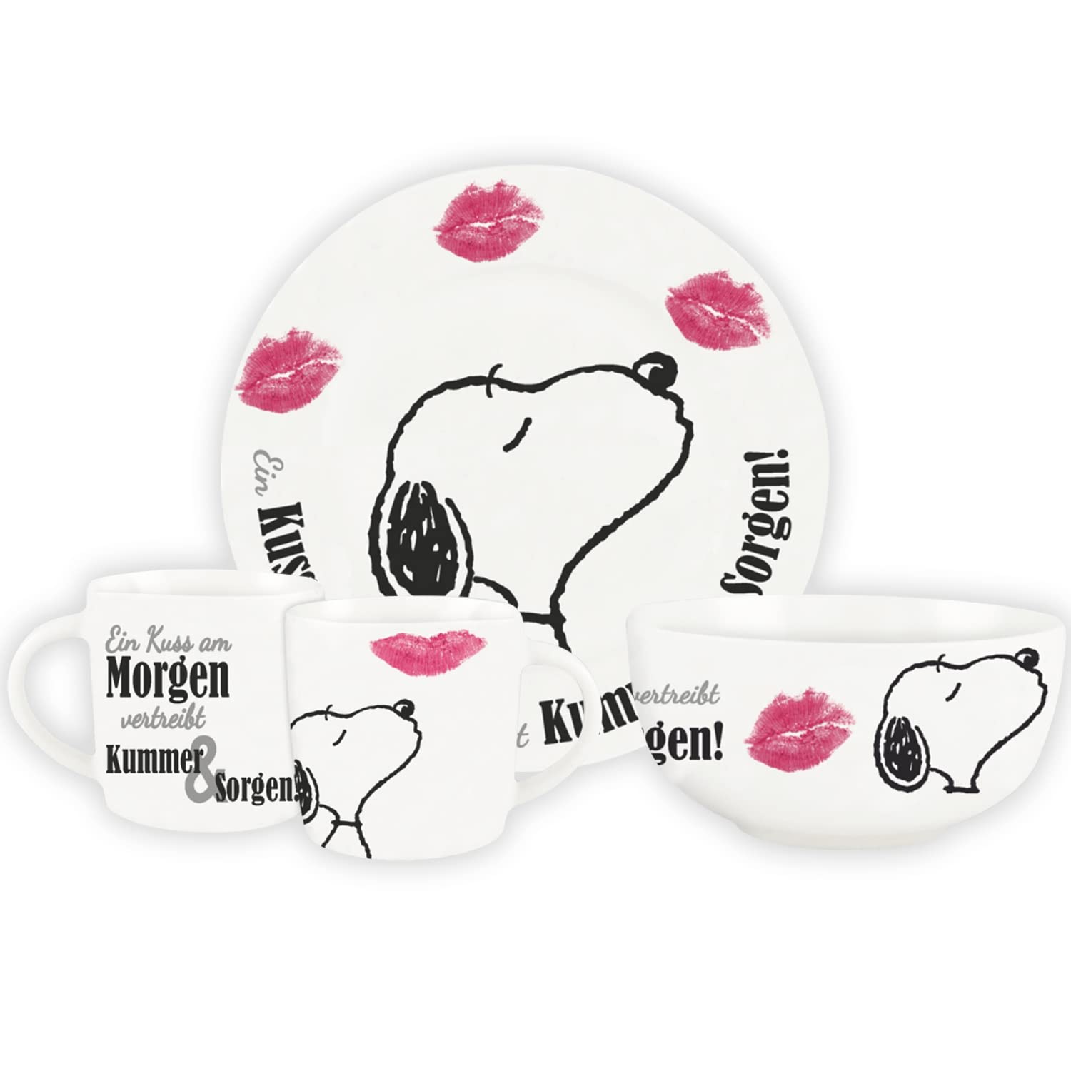 Peanuts Brand 3-piece Snoopy Kitchen Place Setting, White Porcelain