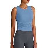 G4Free Skimetic Workout Tank Tops for Women Side Ruched Sleeveless High Neck Crop Top Summer Athletic Gym Shirts