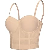 VEENDEO Women's Mesh Breath Push up Bustier Corset Crop Top Club Party Vest