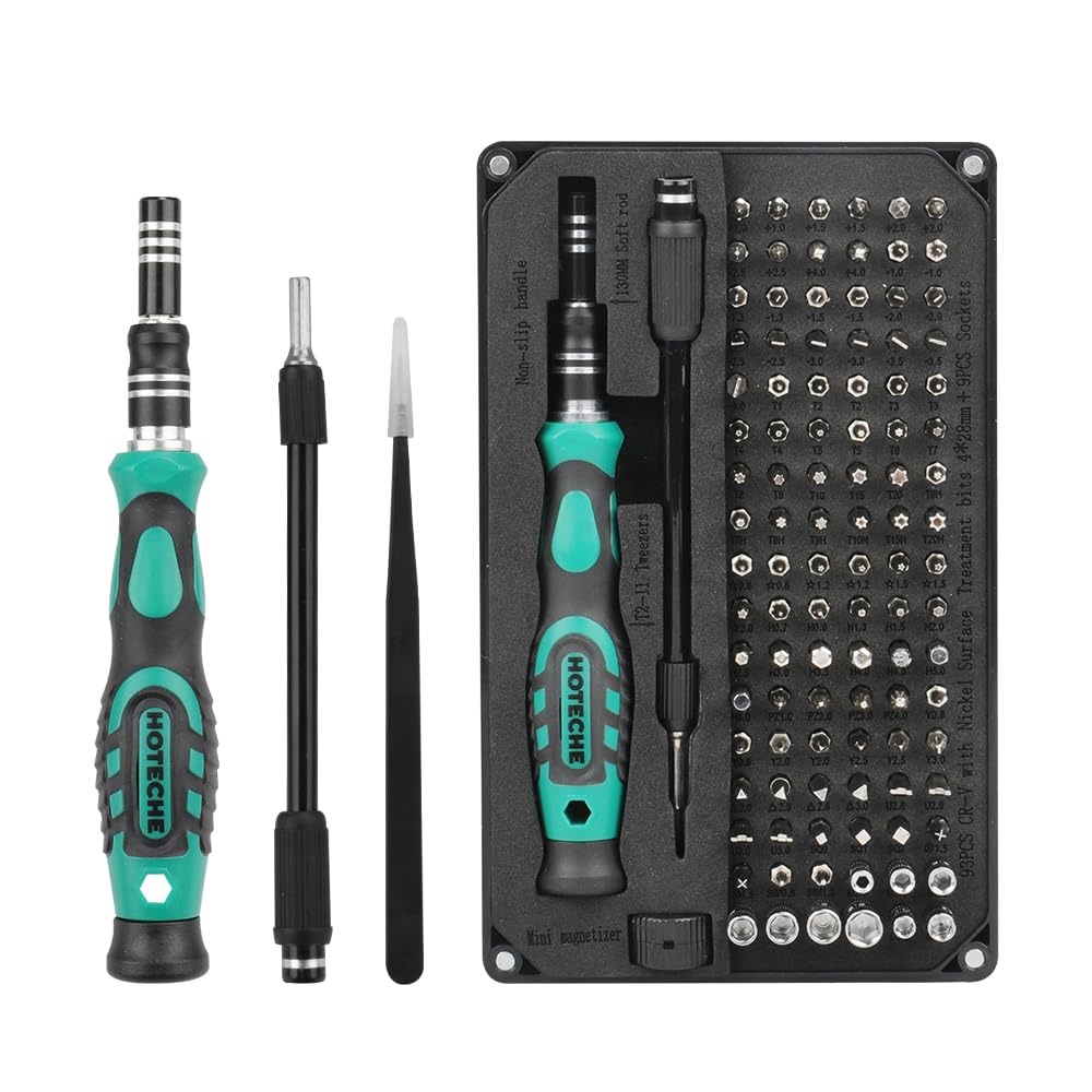 Hoteche 106pcs Precision Mechanic Tool Set - Screwdriver Bit Set with CRV Material and Magnetic Extension Rod, Pliers