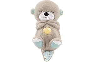 Yostyle Baby Sound Machine Soothe 'N Snuggling Otter Portable Plush Baby Toy with Sensory Details, Music Lights & Rhythmic Breathing Motion(Gray)