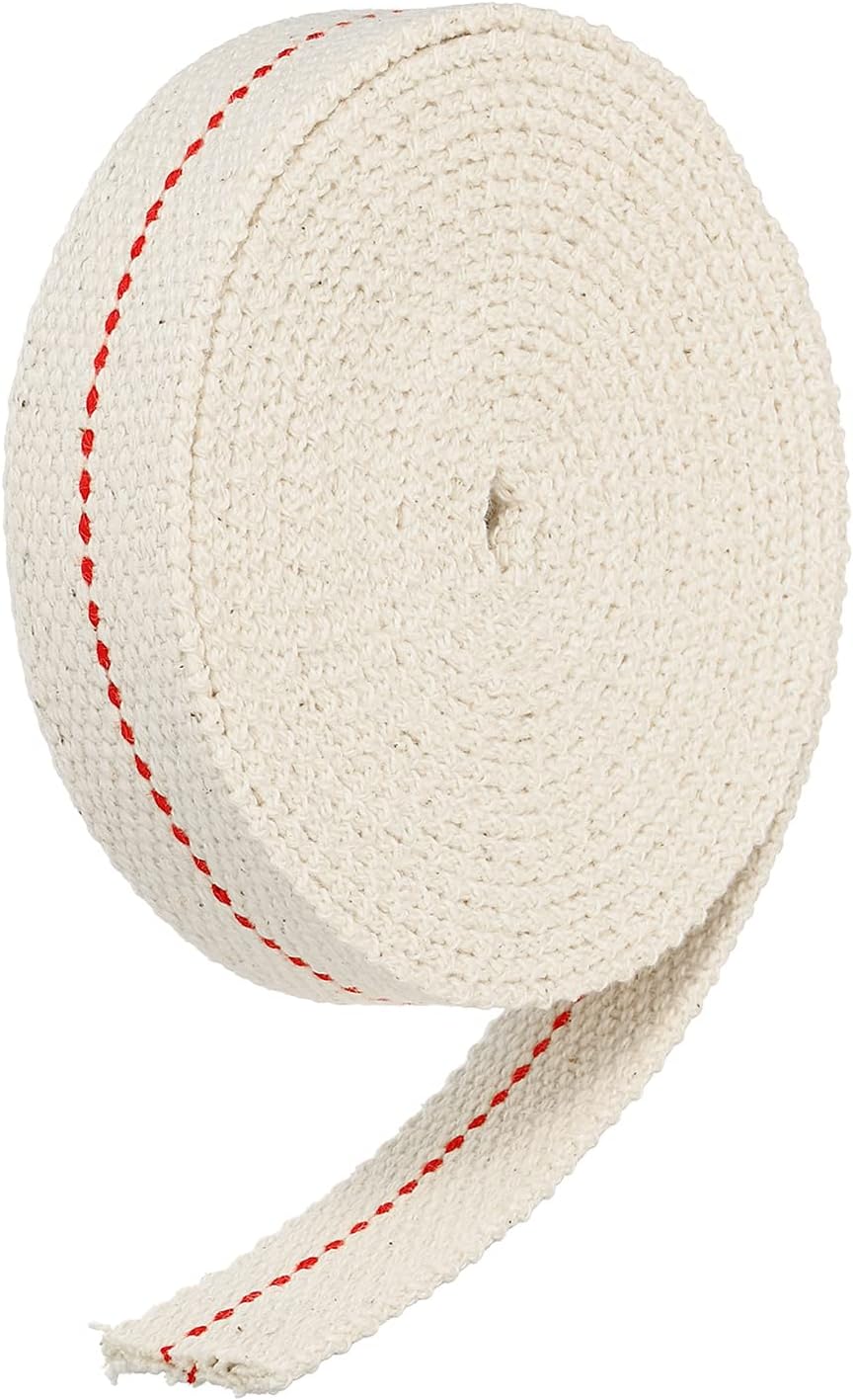 Oil Lamps & Accessories - MECCANIXITY Oil Lamp Wick 7/8 Inch Flat Wide 10 Foot Cotton Lanterns Wick with Red Stitch for Kerosene Burner Lighting
