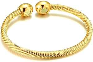 NewZenro Elegant Magnetic Bracelet Copper Therapy Magnets Bangle For Arthritis Pain For Women Men Gifts for Father's Day (Yellow Gold)
