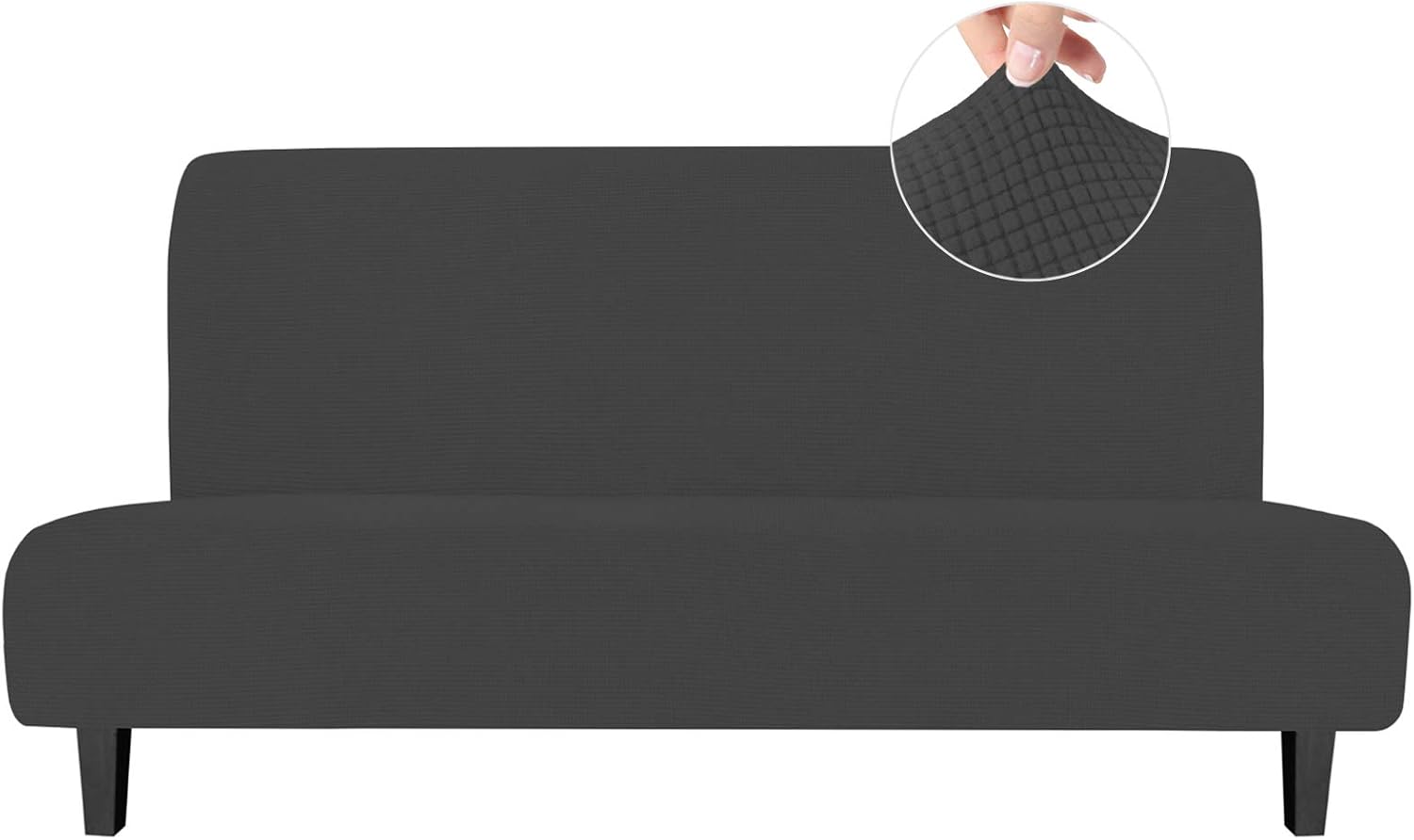 Easy-Going Stretch Sofa Slipcover Armless Sofa Cover Furniture Protector Without Armrests Slipcover Soft with Elastic Bottom for Kids, Spandex Jacquard Fabric Small Checks(futon,Dark Gray): Home & Kitchen