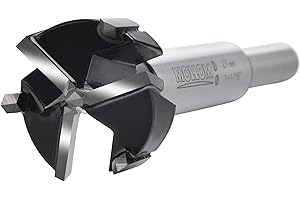 Mollom (27mm|1-1/16") Triple Flute Forstner Drill Bit for Woodworking with 3-Cutter YG8 Carbide Tipped of 2.0mm,Hinge Cutter Tool Kits for Hard Soft Wood, Plastic, Plywood