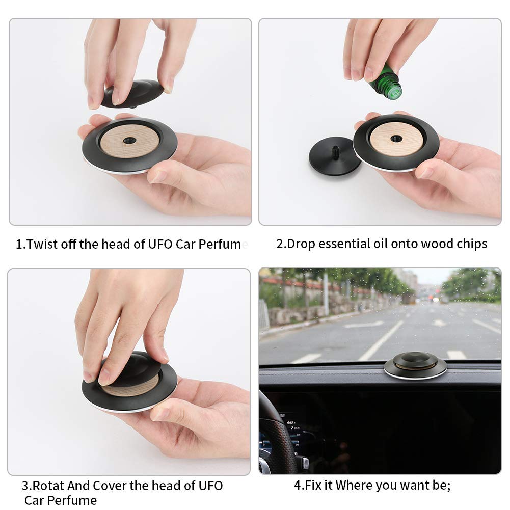 Oil Diffuser,Scents Diffusers Car Essential Oil Diffuser air freshener aromatherapy UFO-Shaped included wooden Pads Car Fragrance Diffuser Best for Air Purifier- Remove Smoke and Bad Odors Air Force