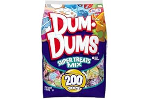 Dum Dums Super Treats 200 Ct Bag - Assorted Flavor Lollipop Pack in Bulk Candy Bag - Lollipops Individually Wrapped, Candy Suckers for Halloween, Valentines, and Easter