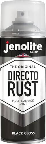 JENOLITE Directorust Gloss Spray Paint Black 400ml Metal Wood Plastic Ceramic