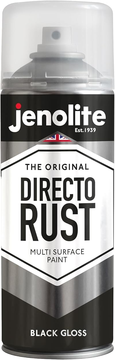 JENOLITE Directorust Gloss Spray Paint Black 400ml Metal Wood Plastic Ceramic