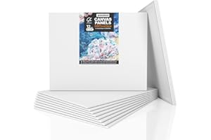 ARTSANI Canvas Panels 12 Pack 11x14 Inch, 100% Cotton 12.3 oz Triple Primed Canvases for Painting, Acid-Free Flat Thin Canvas Blank Art Canvas Boards for Acrylic Oil Watercolor Gouache Painting