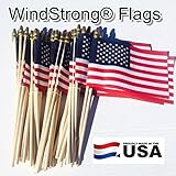 Lot of -50-4x6 Inch Double Sided US American Hand Held Stick Flags Spear Top WindStrong Made in the USA