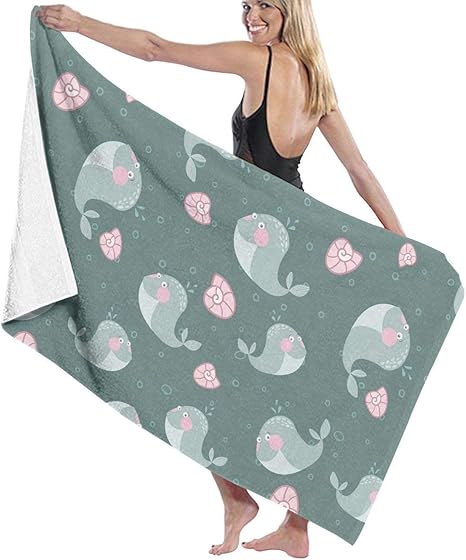Hotyle Toallas de baño de Playa temáticas de Blue Dolphin Shell Teal