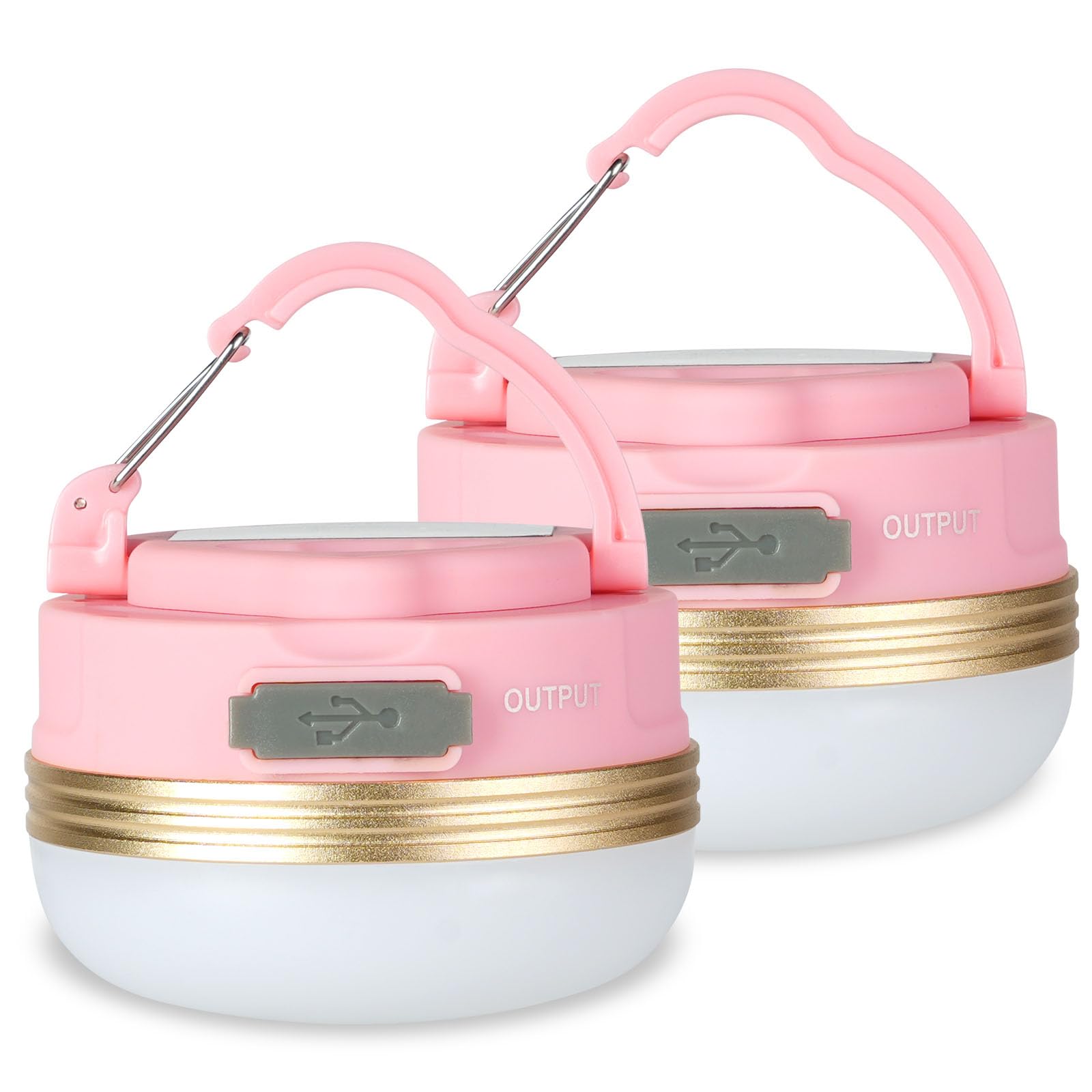 Flintronic 2PC Camping Lantern（Pink-Built-in Battery）