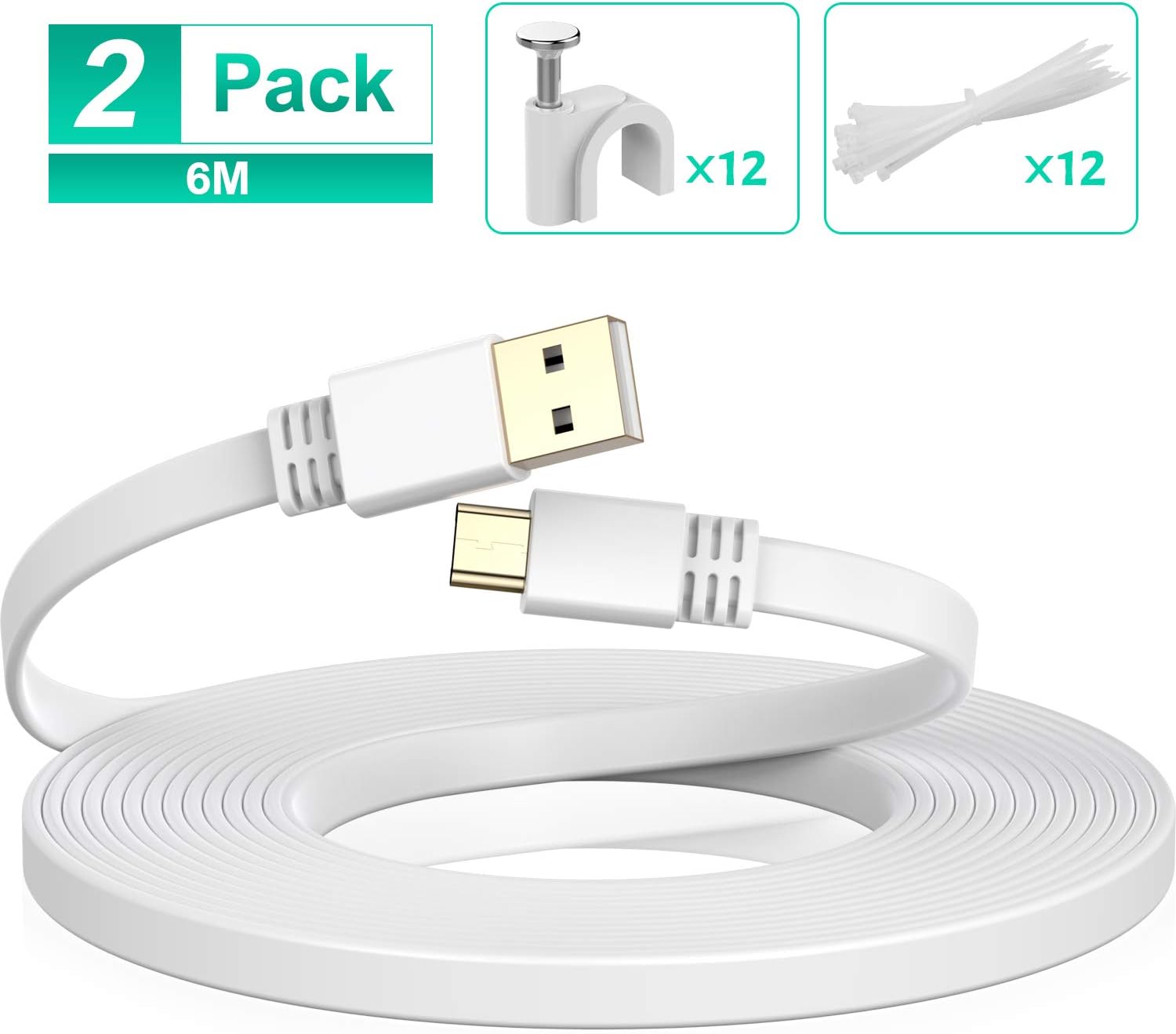 Micro USB Power Cable 6M ,20 FT Flat Micro USB Charging Amazon.co.uk