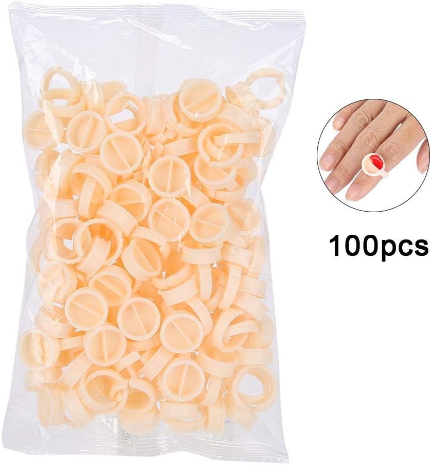 100Pcs Disposable Eyebrow Tattoo Ring Ink Cup Microblading Pigment Pallet Glue Holder Permanent Eyelash Extensions Rings(L)