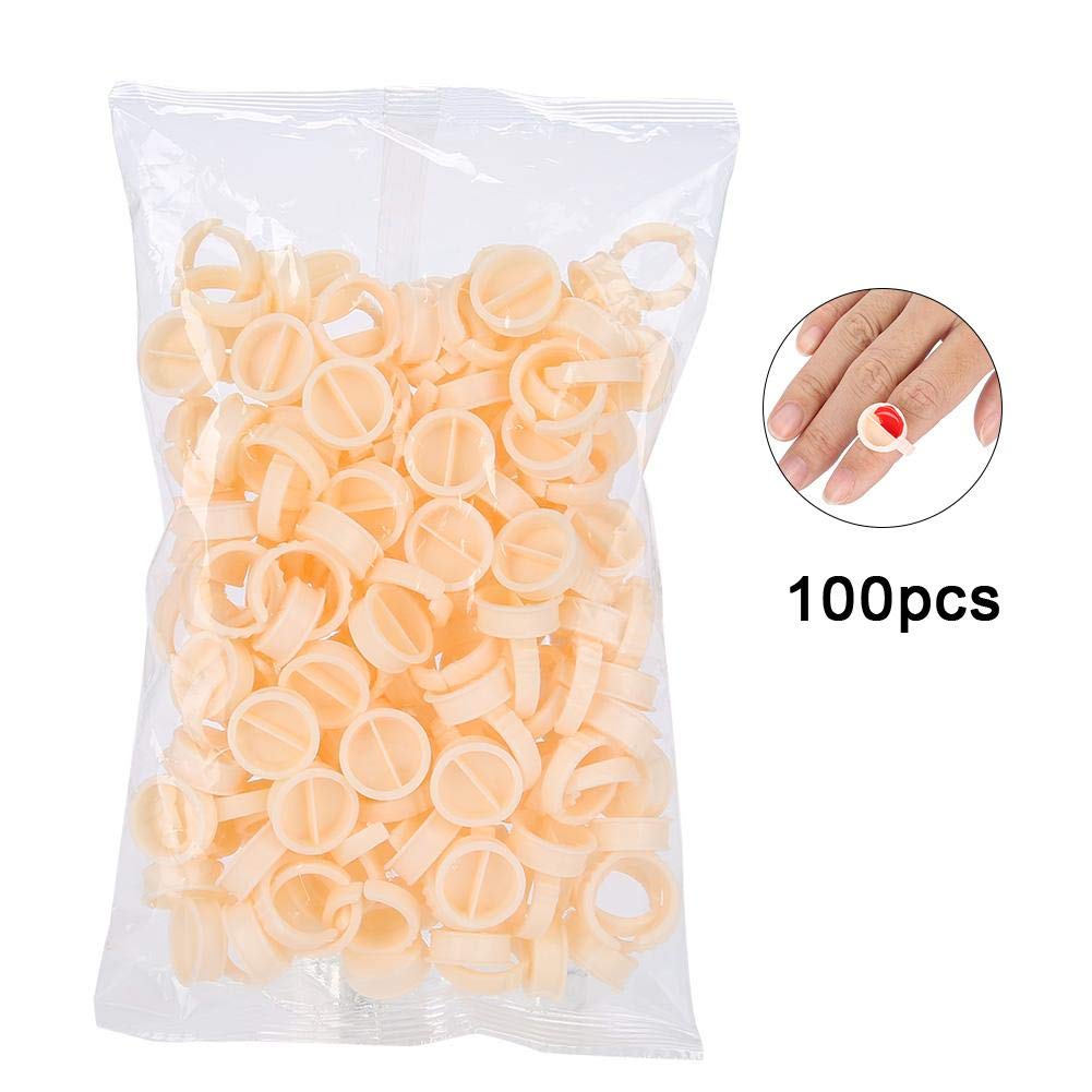 100Pcs Disposable Eyebrow Tattoo Ring Ink Cup Microblading Pigment Pallet Glue Holder Permanent Eyelash Extensions Rings(L)
