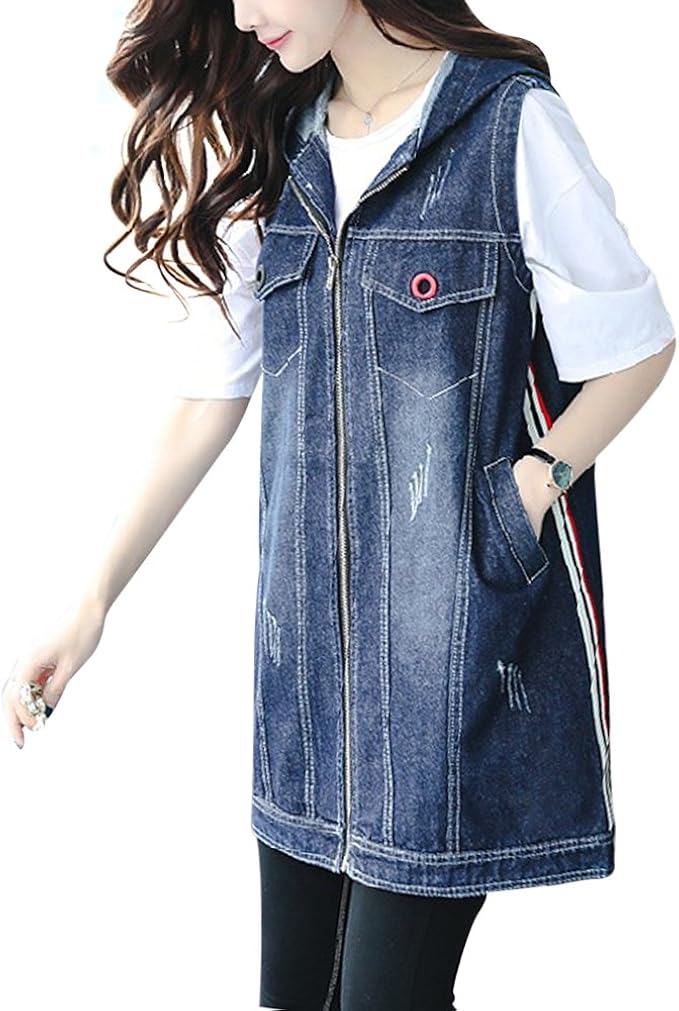Siehin Damen Jeansweste - Ärmellose Denim Weste Mit Knopfleiste