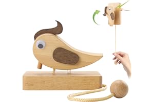 ABNAOK Wooden Handmade Creative Woodpecker Door Bell, Woodpecker Doorbell, Woodpecker Door Knocker, Woodpecker Door Knocker Triggers, Wooden Mechanical Interesting Door Bell for All Kinds of Doors