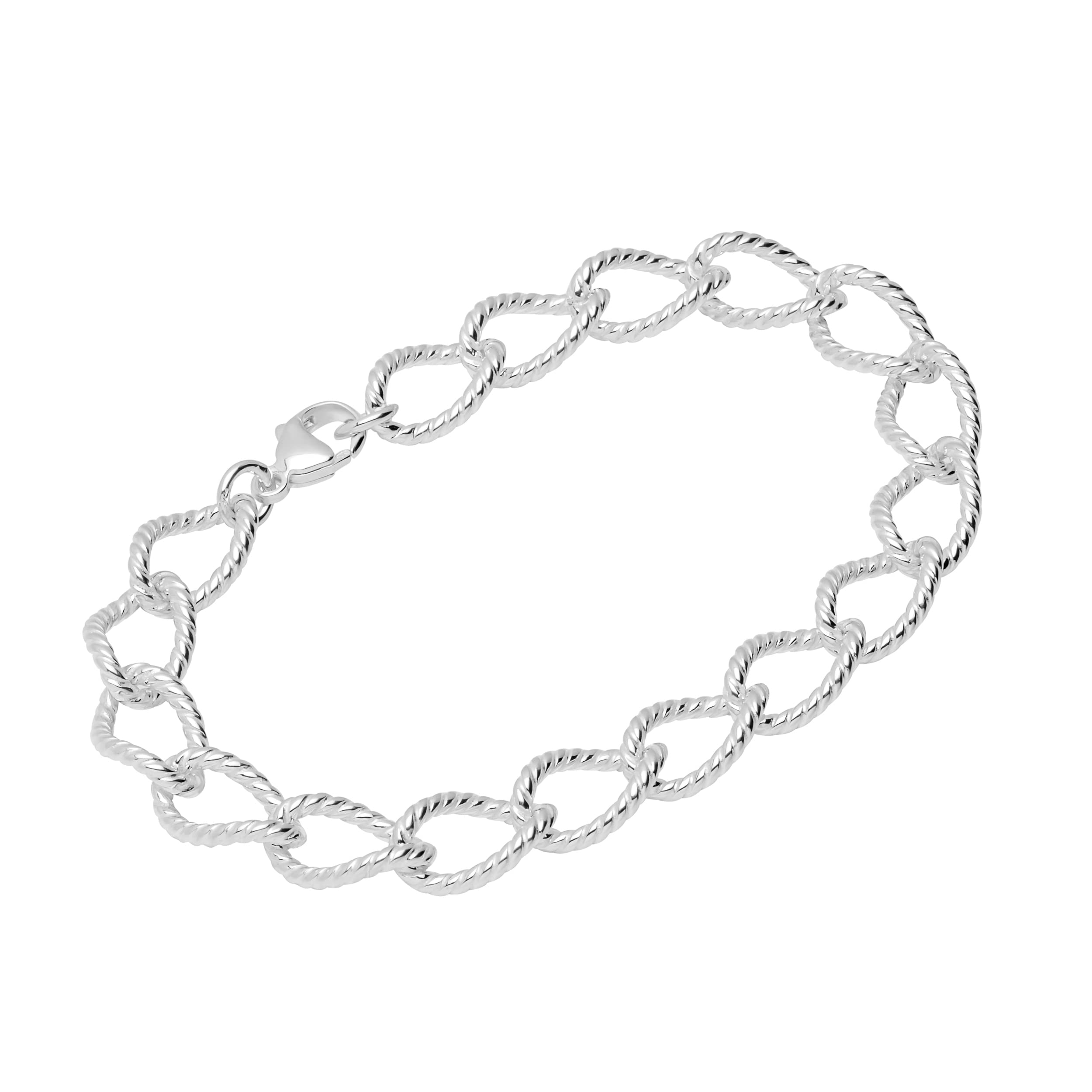 NKlaus bracelet 925 sterling silver 20cm long tank chain chased ladies bracelet 12289