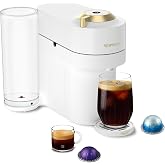 Nespresso Vertuo Pop+ Deluxe Coffee &amp; Espresso Maker by De'Longhi | Limited Edition, full white and gold finish with 37 fl. oz. side water tank, 30 second heat-up and auto capsule ejection.
