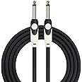 KIRLIN Cable LGI-201-10/BK 10-Feet Straight 1/4-Inch Plugs LightGear Instrument Cable with Black PVC Jacket