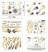 COKOHAPPY 6 Sheets Fake Jewelry Metallic Temporary Tattoo , Universe Wing Feather Dream Catcher Gold Silver