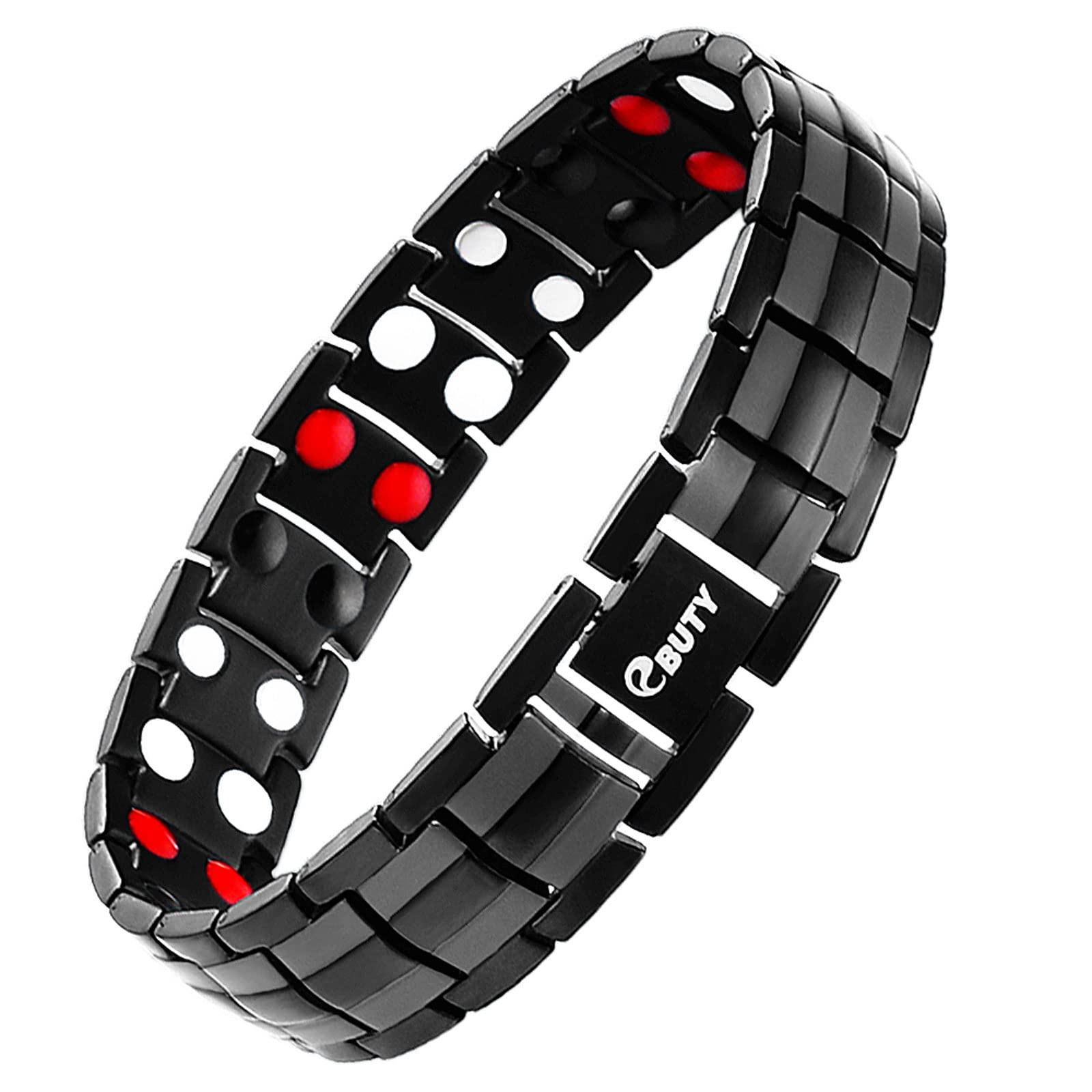 EBUTY Mens Bracelet Titanium 4 Elements Adjustable with Jewelry Box and Free Link Removal Tool