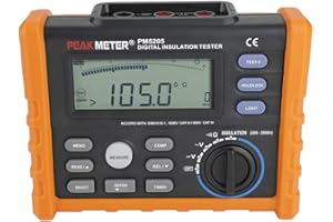 Akozon Earth Resistance Tester PM5205 Digital Megohmmeter Digital Insulation Resistance Tester Analog Display 0.01MΩ-100GΩ 2500V AC DC Voltage Meter Automatic Calculation