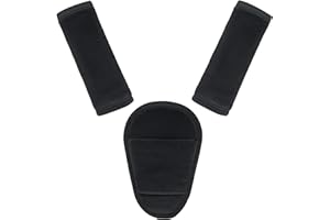 AZAMIA 3 Pcs Car Seat Stroller Straps Pads for Baby, Newborn Soft Shoulder Strap and Crotch Covers, Universal Shoulder Straps Pads for Car Seat, Pushchair, High Chair (Black)